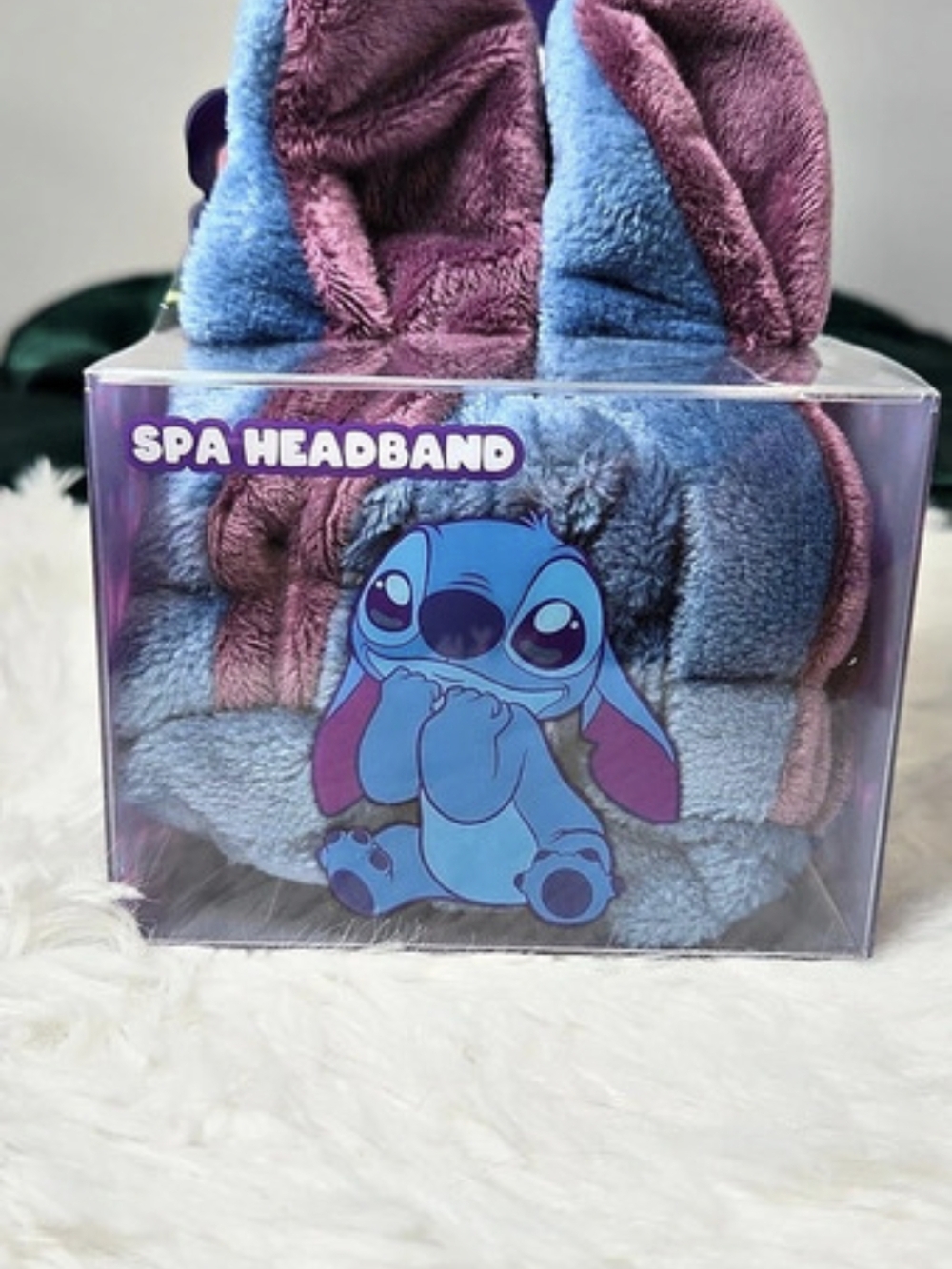 Disney Stitch Spa Headband Plush Blue Purple Skincare Makeup Self Care NWT Box